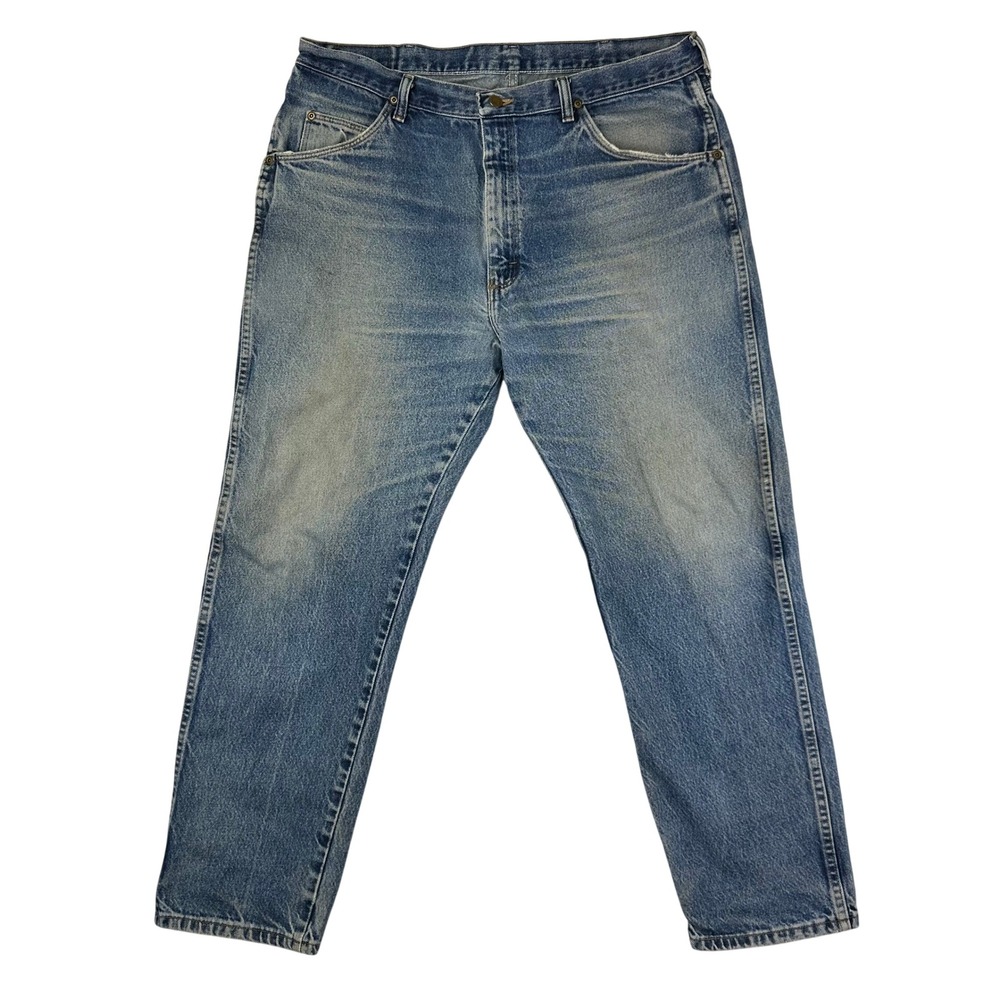 Wrangler‎ Authentic Jeans Mens 37x28 Blue Medium Wash Straight Leg Distressed